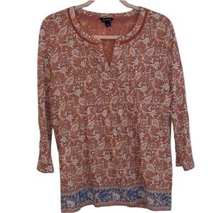 Lucky Brand Women's Floral Tunic - Brown and Blue